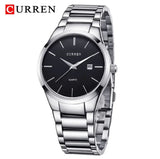 CURREN-Relógio de pulso masculino Slim Steel Strap, Relógio Quartz Simples, Impermeável