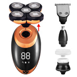 IPX7 impermeável barbeador elétrico navalha para homens barba aparador de cabelo recarregável careca cabeça máquina de barbear LCD display kit de tosa