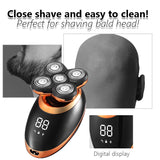 IPX7 impermeável barbeador elétrico navalha para homens barba aparador de cabelo recarregável careca cabeça máquina de barbear LCD display kit de tosa