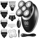 IPX7 impermeável barbeador elétrico navalha para homens barba aparador de cabelo recarregável careca cabeça máquina de barbear LCD display kit de tosa